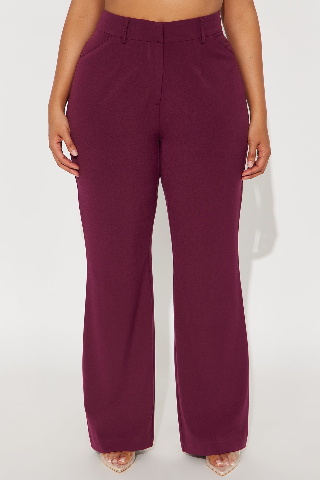 Tasha Dressy High Rise Pants - Burgundy