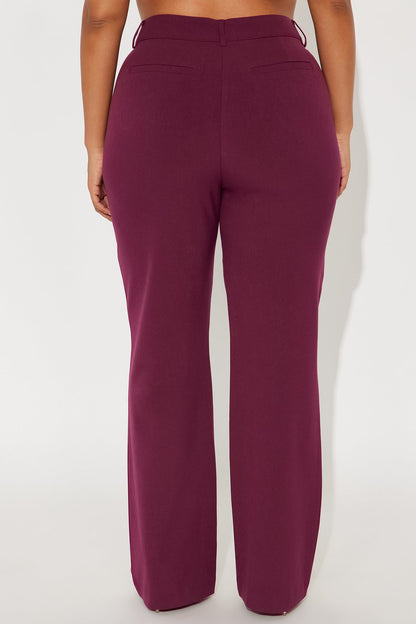 Tasha Dressy High Rise Pants - Burgundy