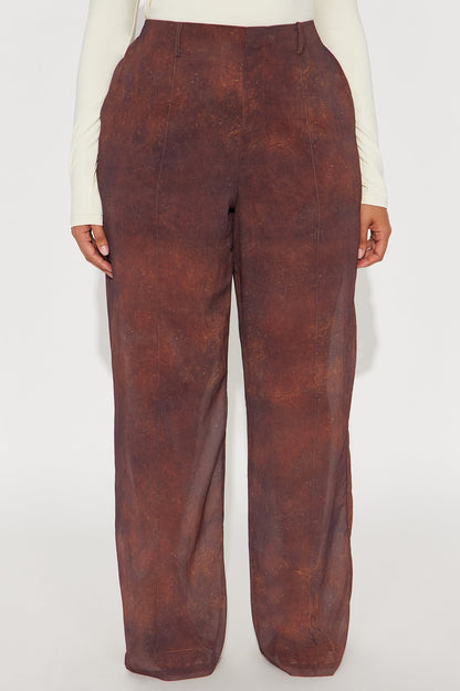 Call Me Tonight Wide Leg Chiffon Pant 33 - Rust/combo