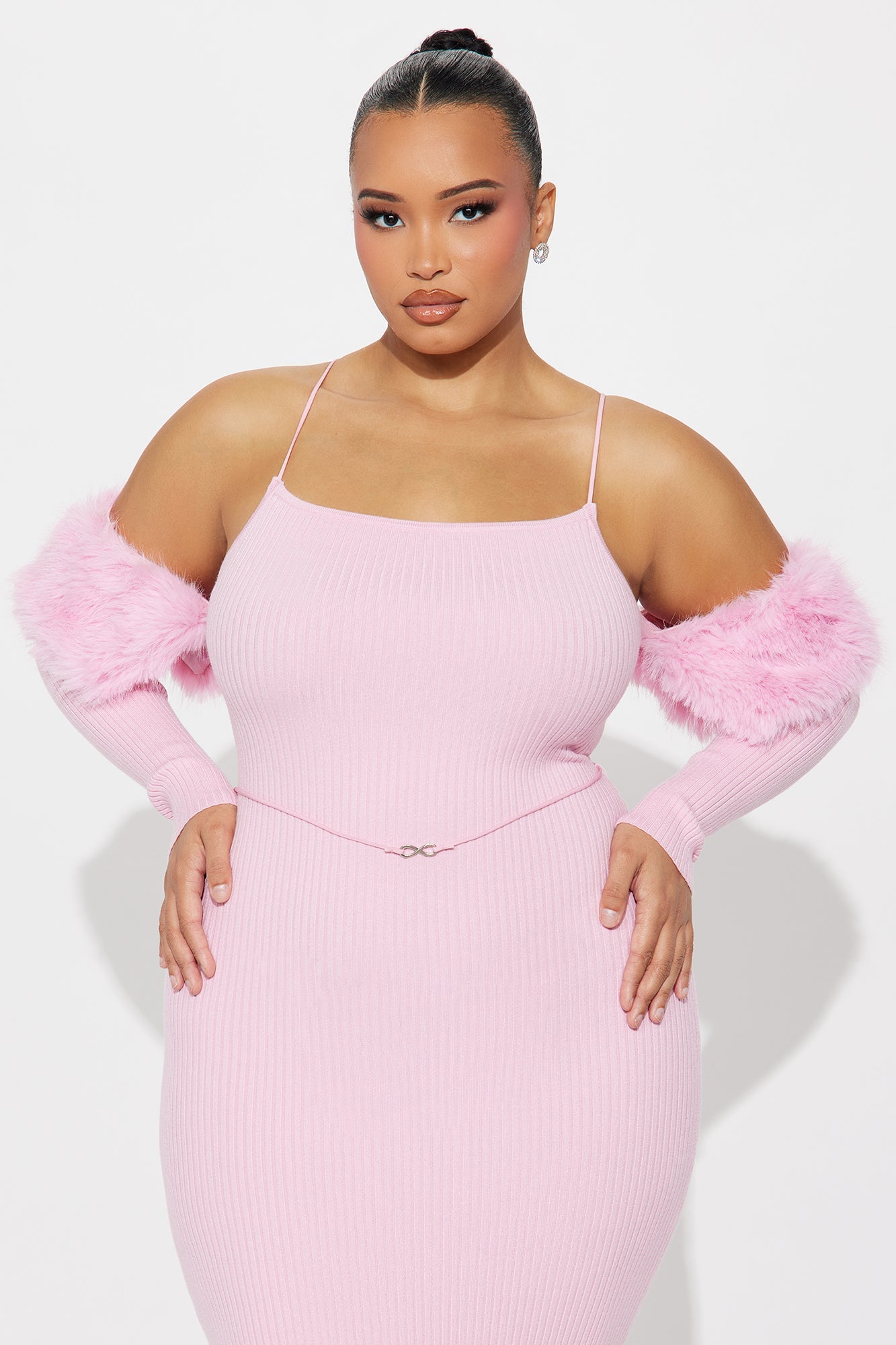 High Maintenance Hottie Sweater Maxi Dress - Light Pink