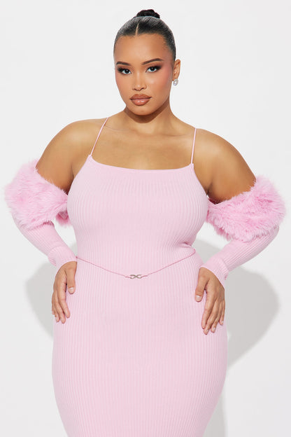 High Maintenance Hottie Sweater Maxi Dress - Light Pink