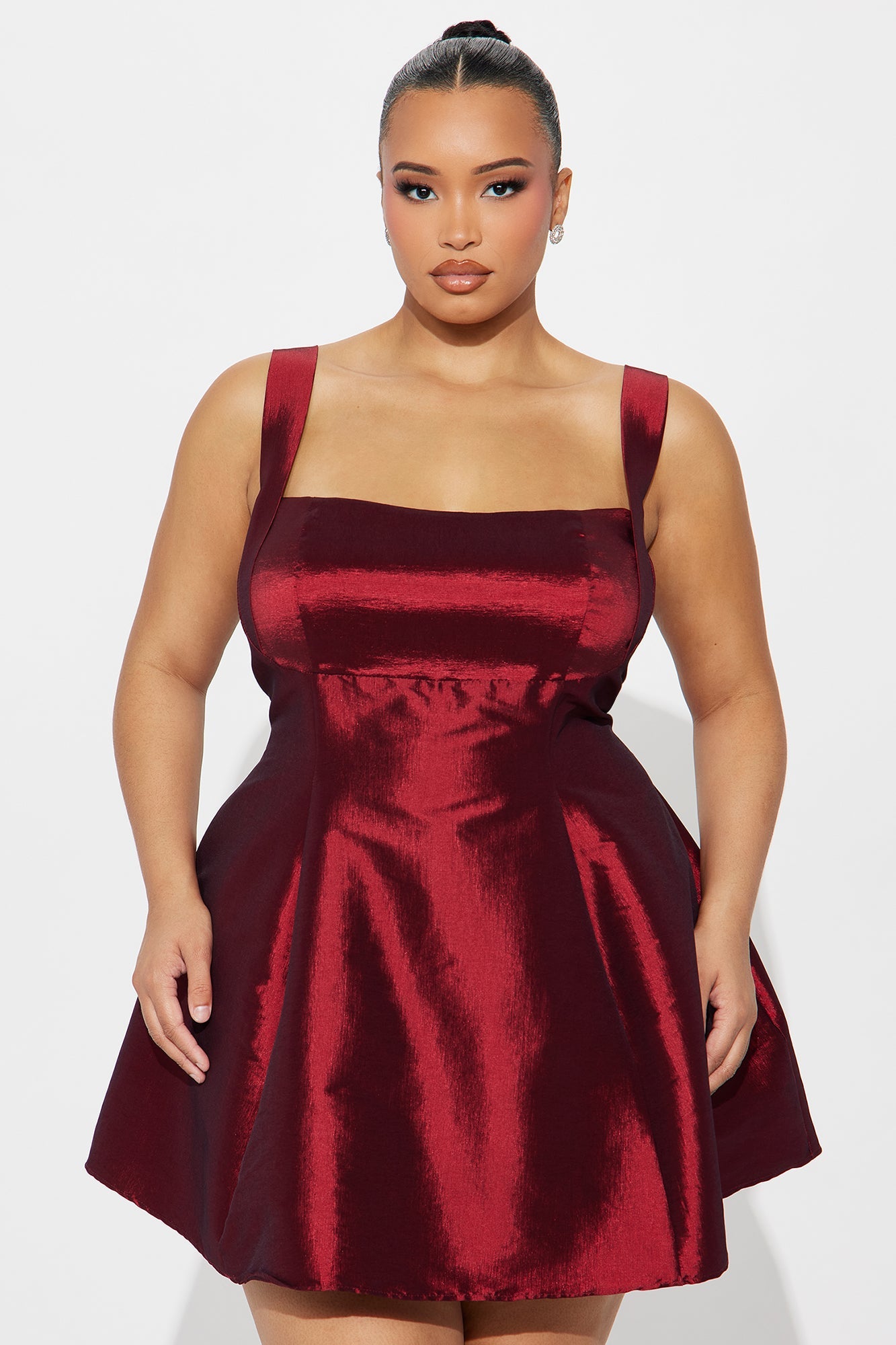 Kira Taffeta A Line Mini Dress - Red