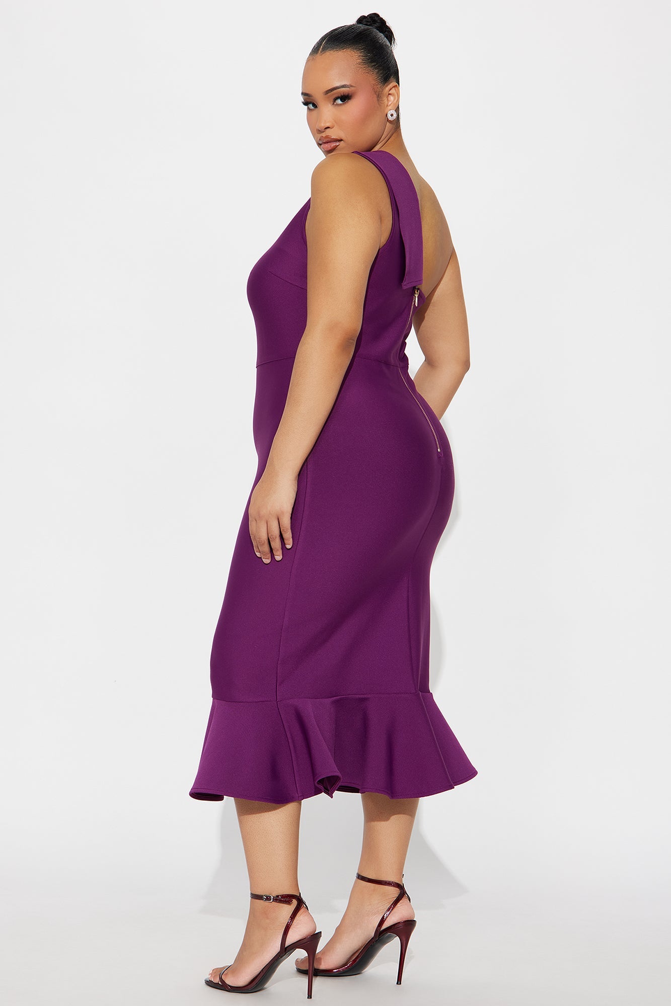Demi Asymmetrical Midi Dress - Plum