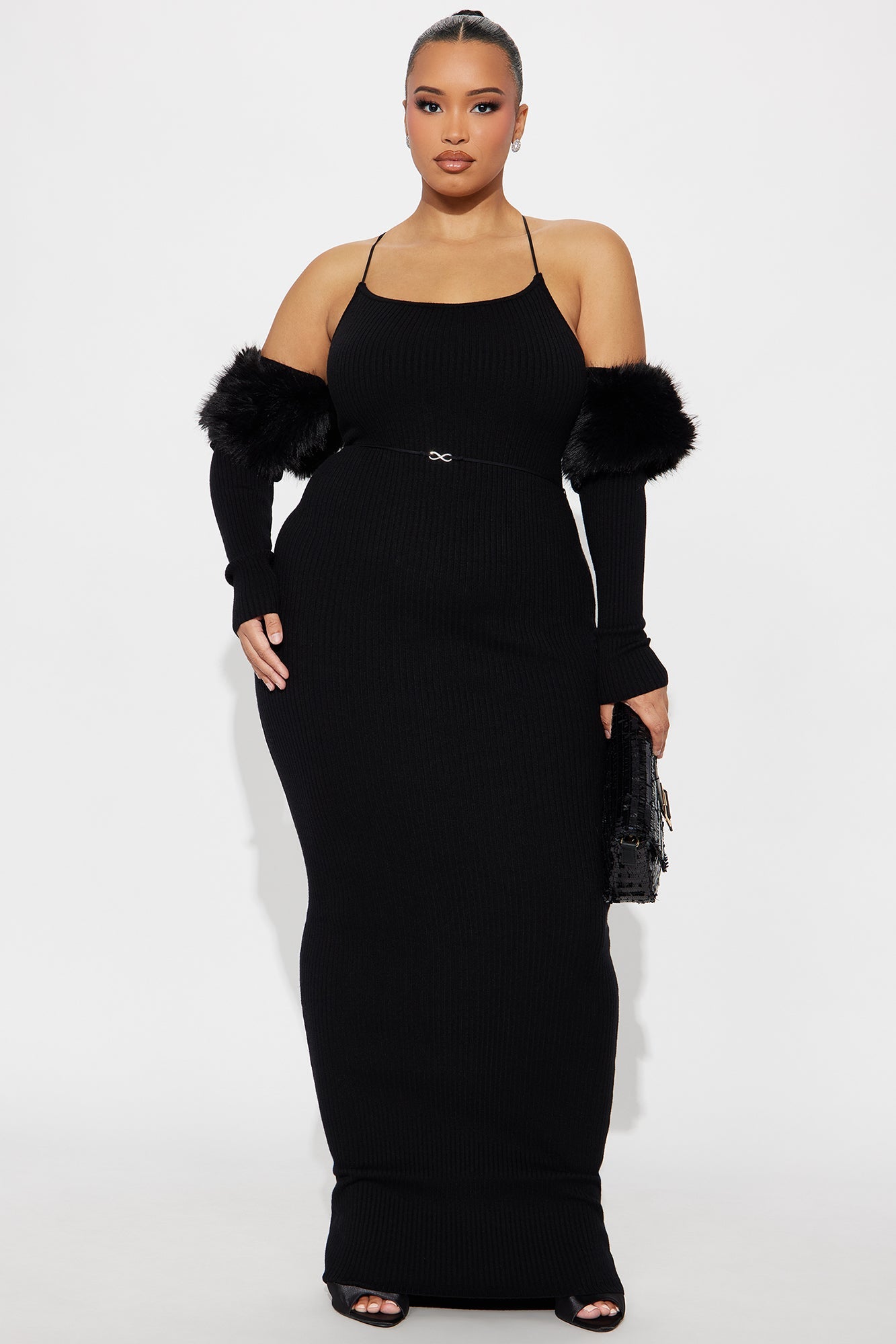 High Maintenance Hottie Sweater Maxi Dress - Black