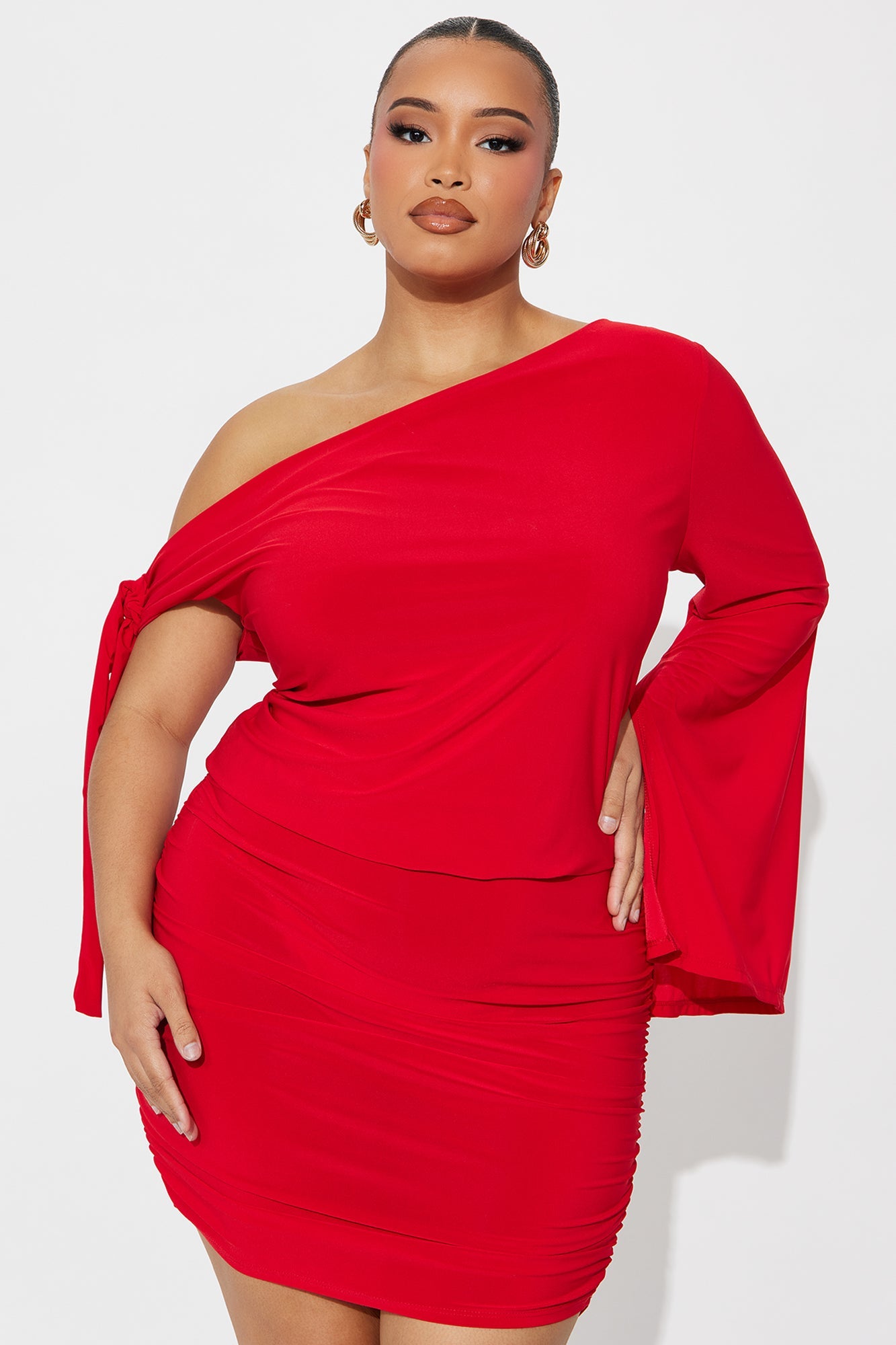 Kendall One Shoulder Mini Dress - Red