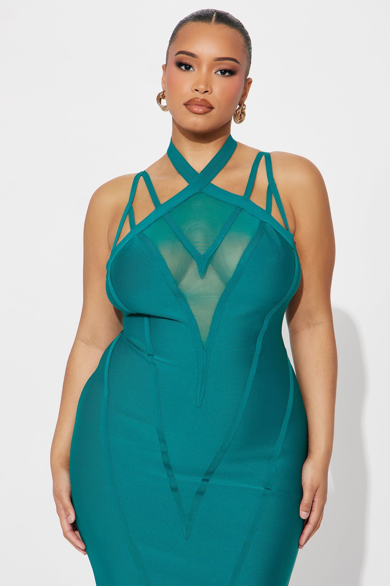 Feel The Vibes Bandage Mini Dress - Teal