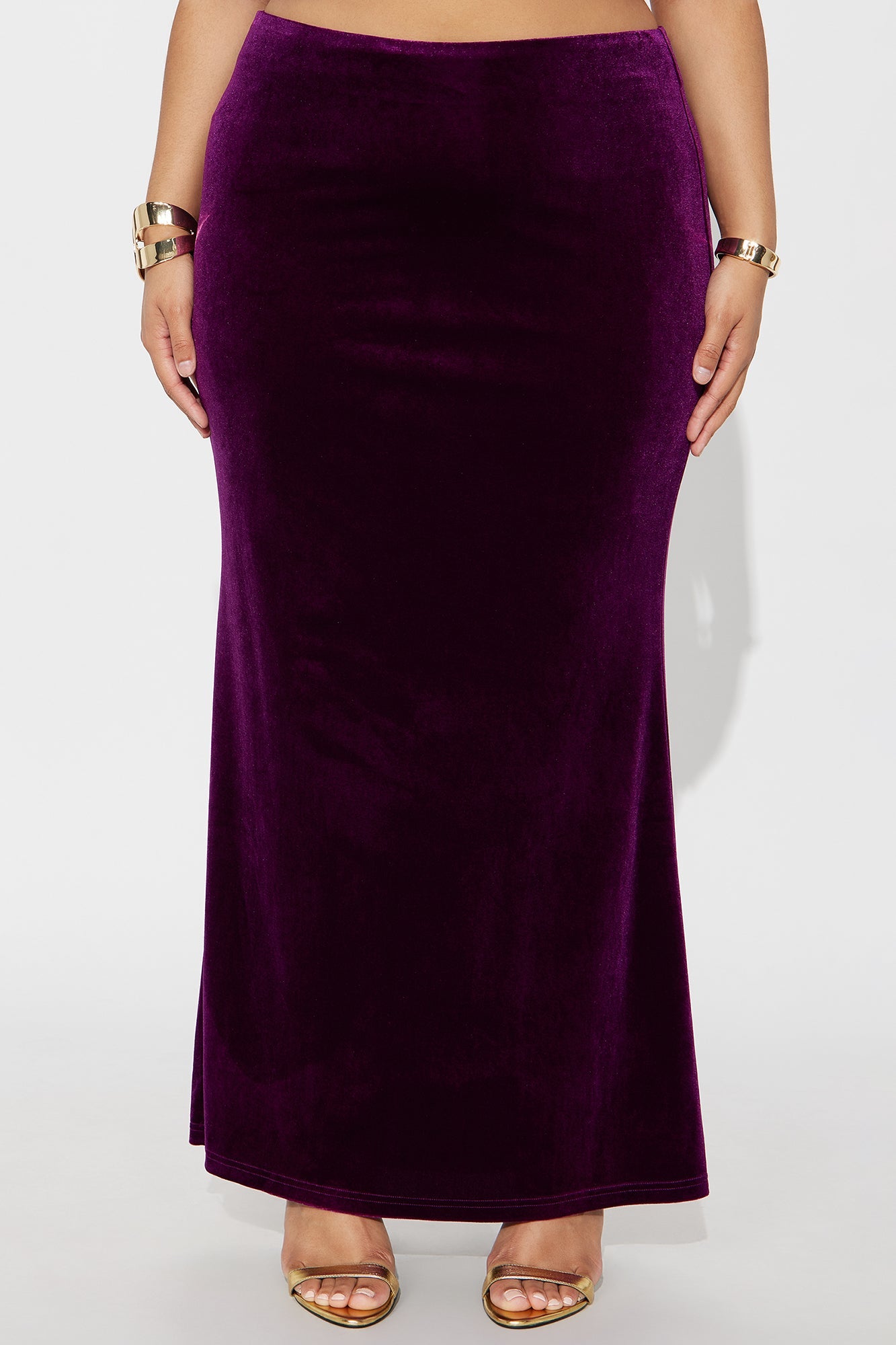 Ramona Velvet Mermaid Maxi Skirt - Eggplant