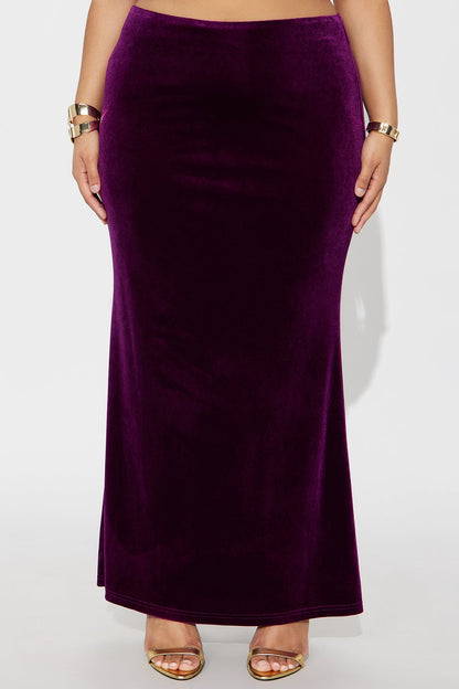 Ramona Velvet Mermaid Maxi Skirt - Eggplant