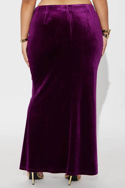 Ramona Velvet Mermaid Maxi Skirt - Eggplant
