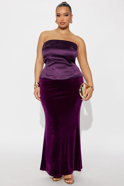 Ramona Velvet Mermaid Maxi Skirt - Eggplant