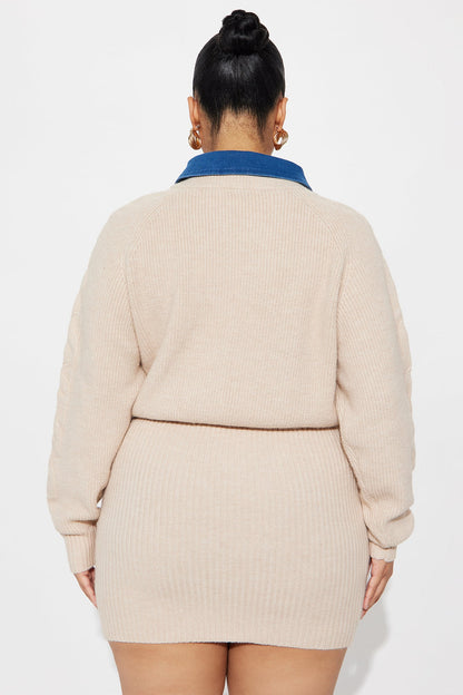Modern Intent Sweater Mini Dress - Beige