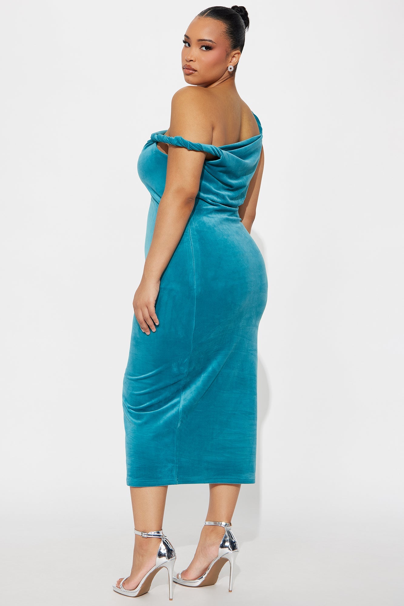 Season Of Slay Velour Midi Dress - Teal