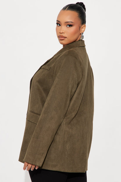Jazlyn Oversized Blazer - Dark Olive
