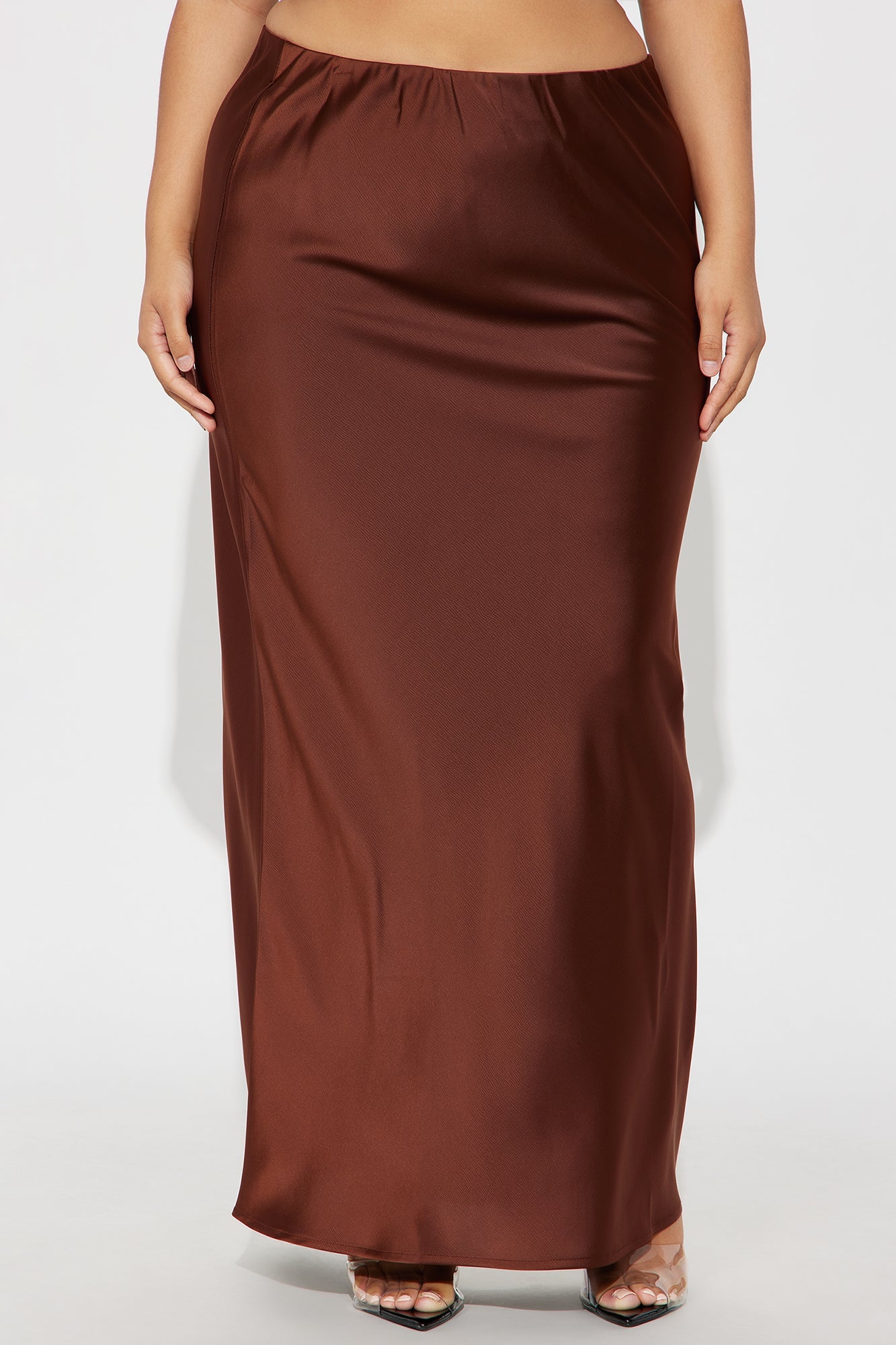 Brunch to GNO Satin Maxi Skirt - Chocolate