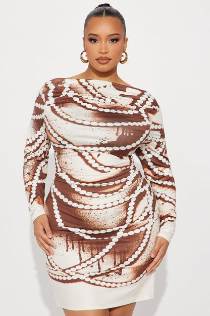 Odessa One Shoulder Mini Dress - Brown