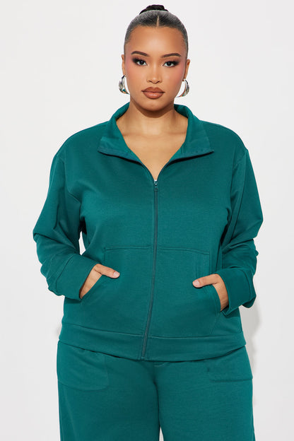Blake Zip Up Fleece Pant Set - Hunter