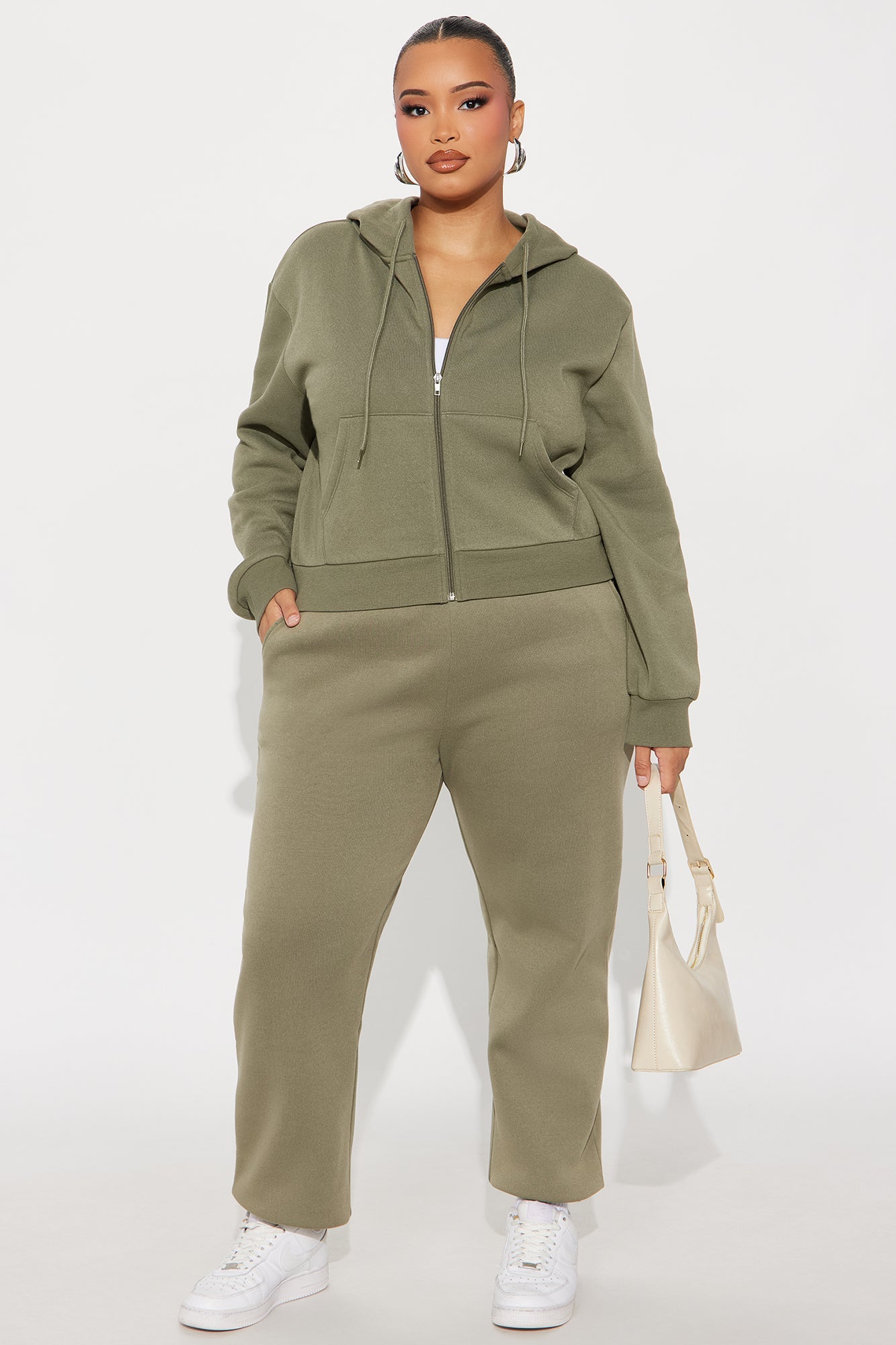 Kinsley Cropped Hoodie - Olive