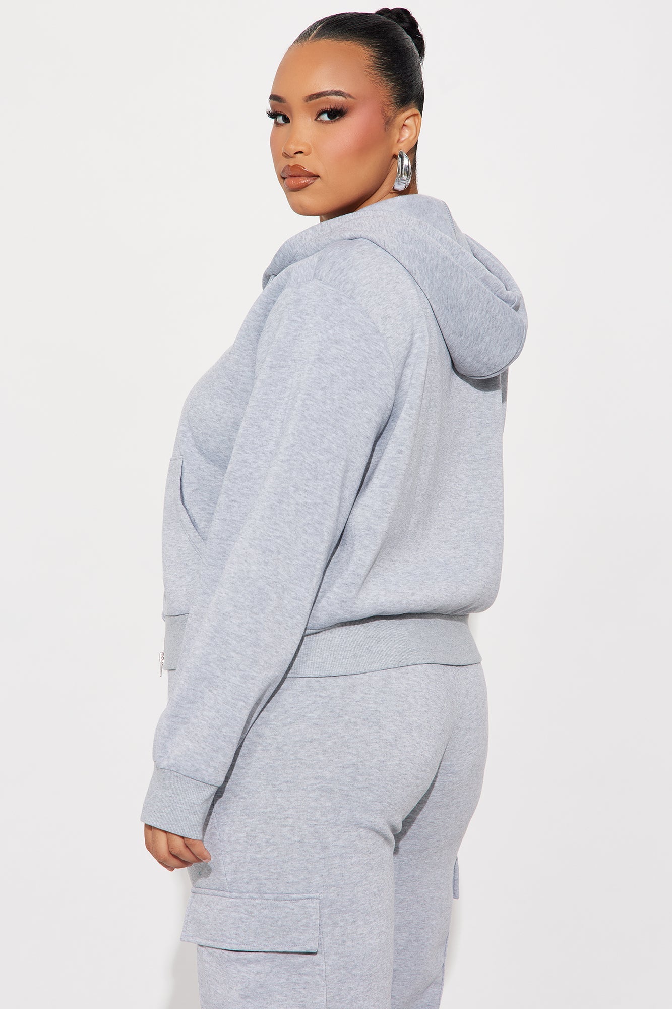 Kinsley Cropped Hoodie - Heather Grey