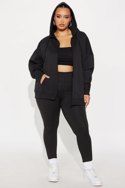 Beckham Zip Up Fleece Pant Set - Black