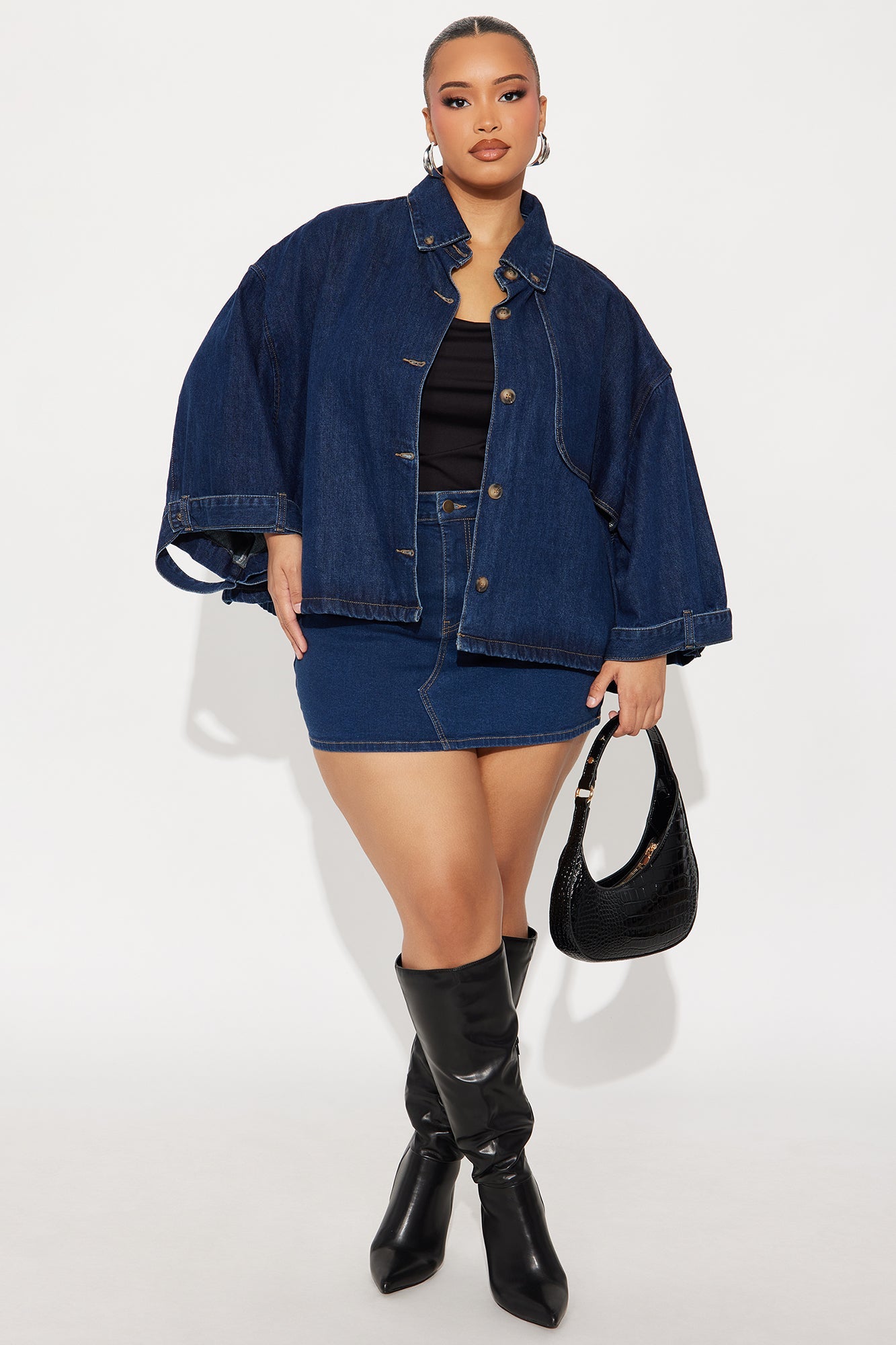 Lady In Waiting Denim Trench Coat - Dark Wash