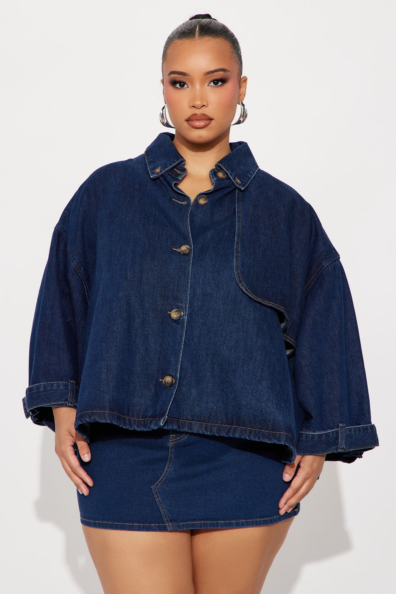 Lady In Waiting Denim Trench Coat - Dark Wash