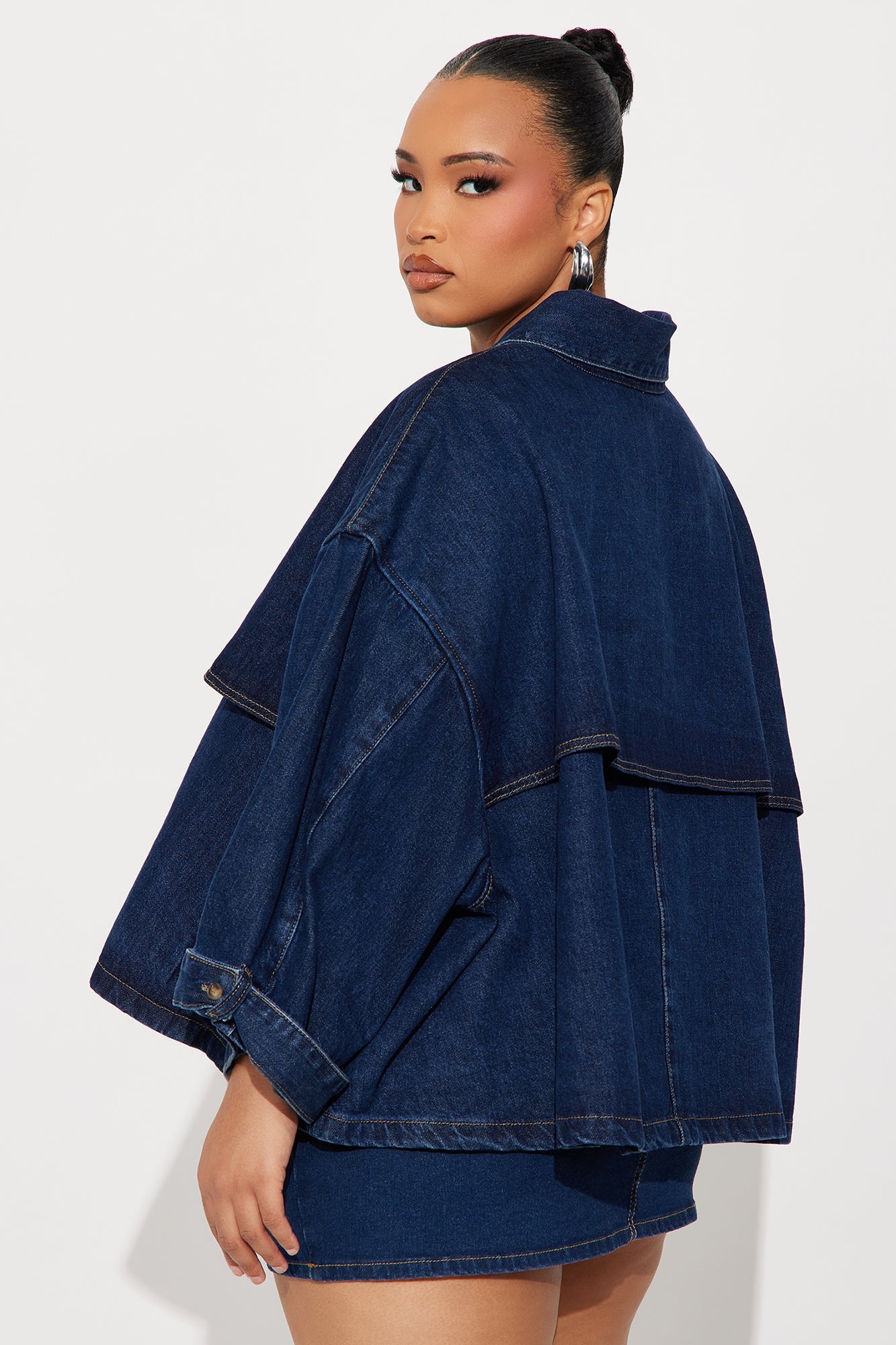 Lady In Waiting Denim Trench Coat - Dark Wash