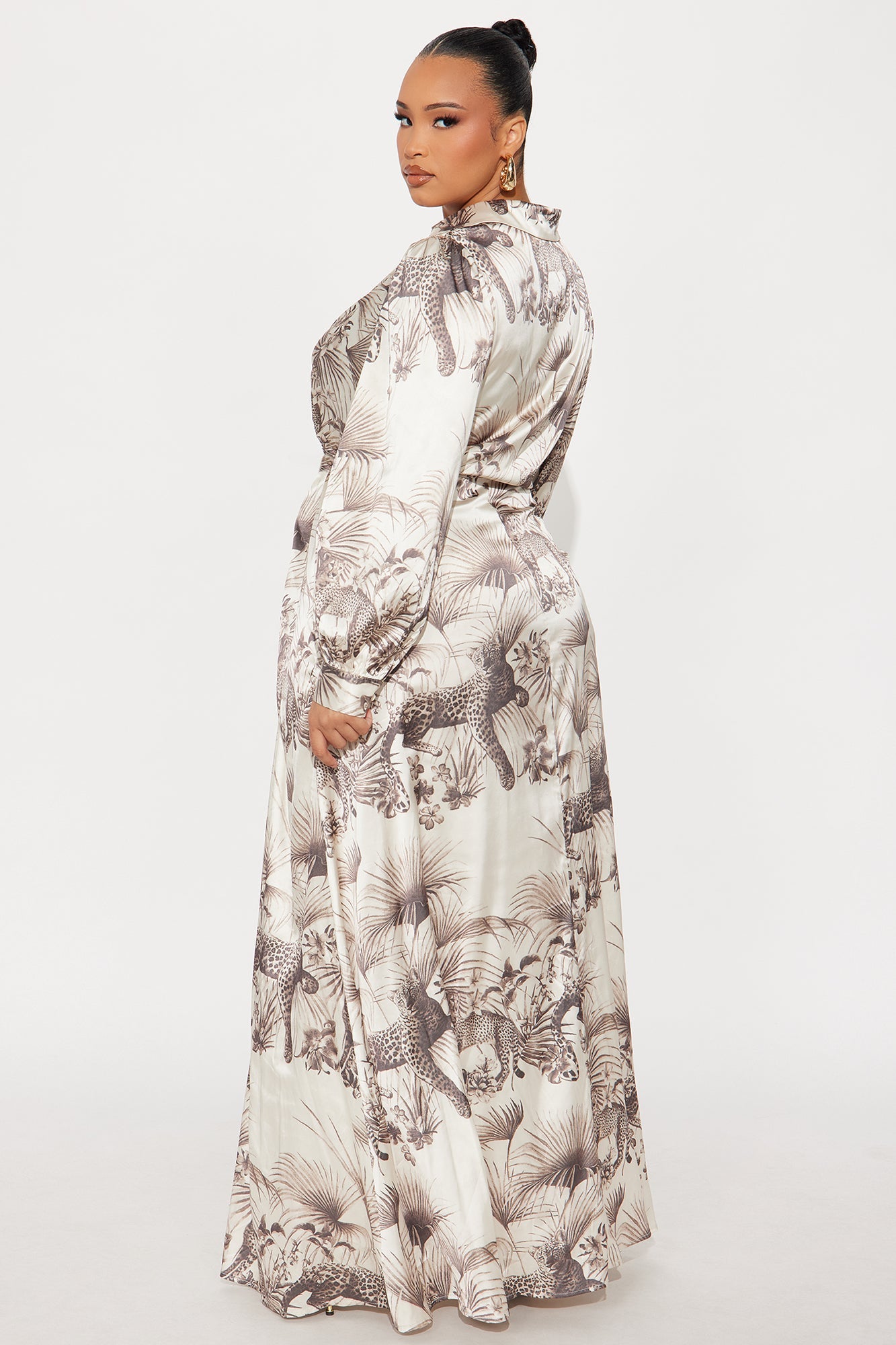 Moralyn Satin Maxi Dress - Mocha/combo