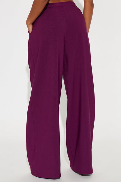 Mogul Mood Wide Leg Trouser Pant 32″ - Plum