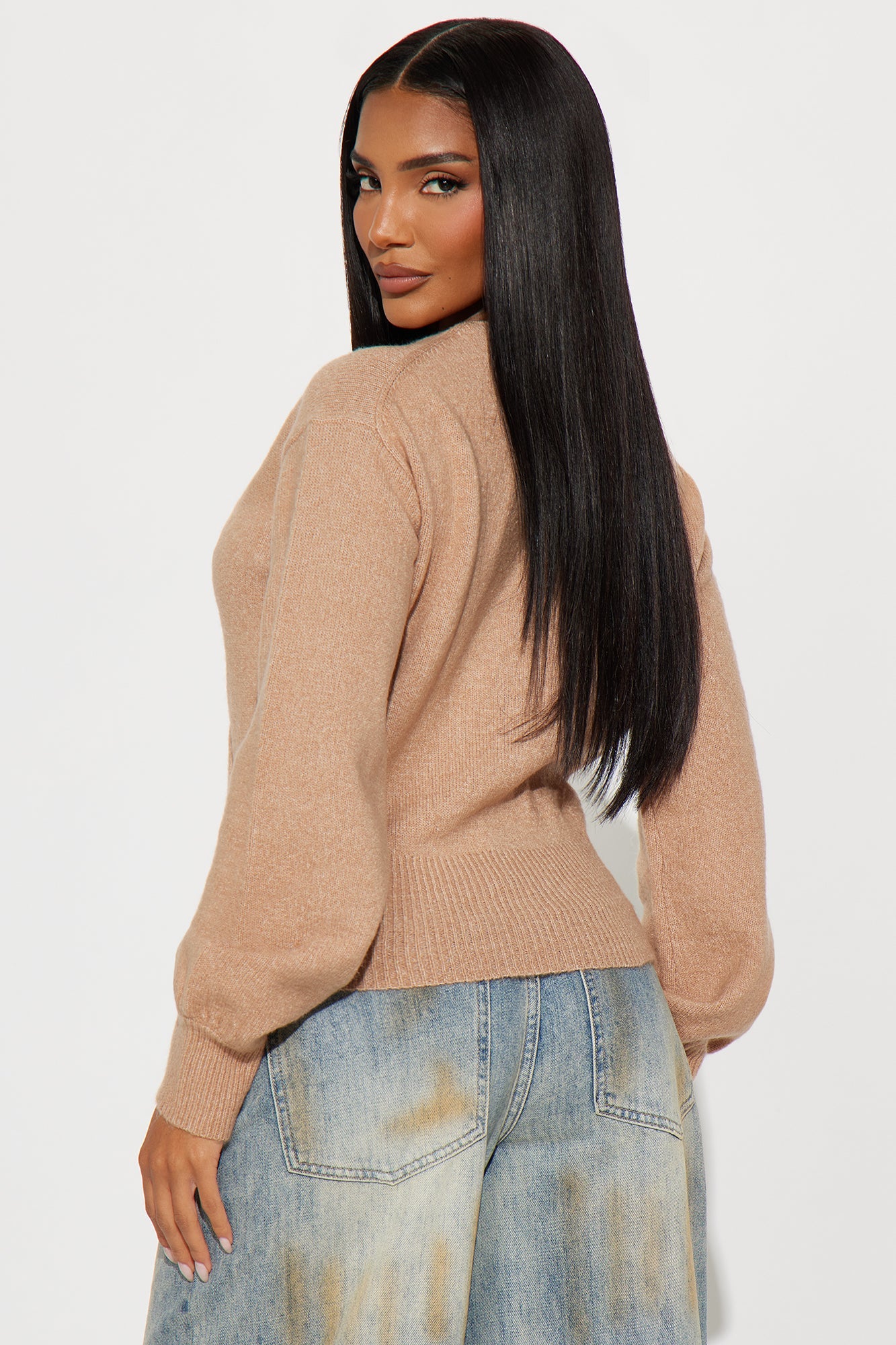 Sweet Like Candy Surplice Sweater - Taupe
