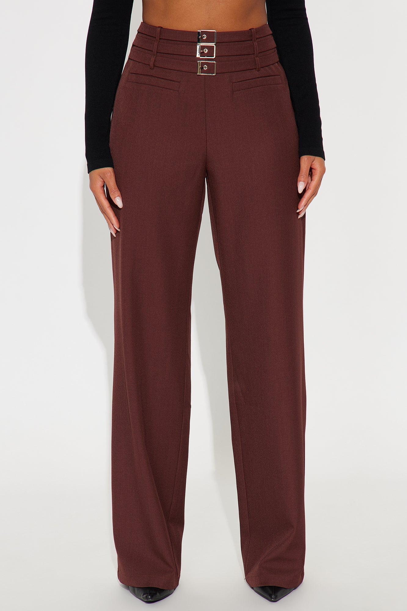 Meet The Deadline Wide Leg Trouser Pant 32″ - Chestnut