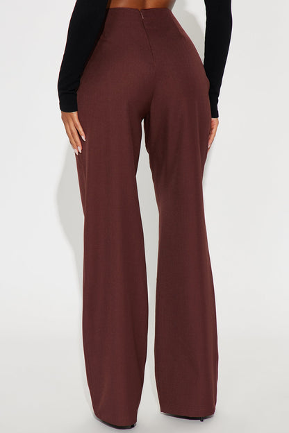 Meet The Deadline Wide Leg Trouser Pant 32″ - Chestnut