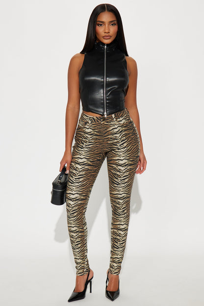 Hyperstretch Tiger Skinny Pants - Rust/combo