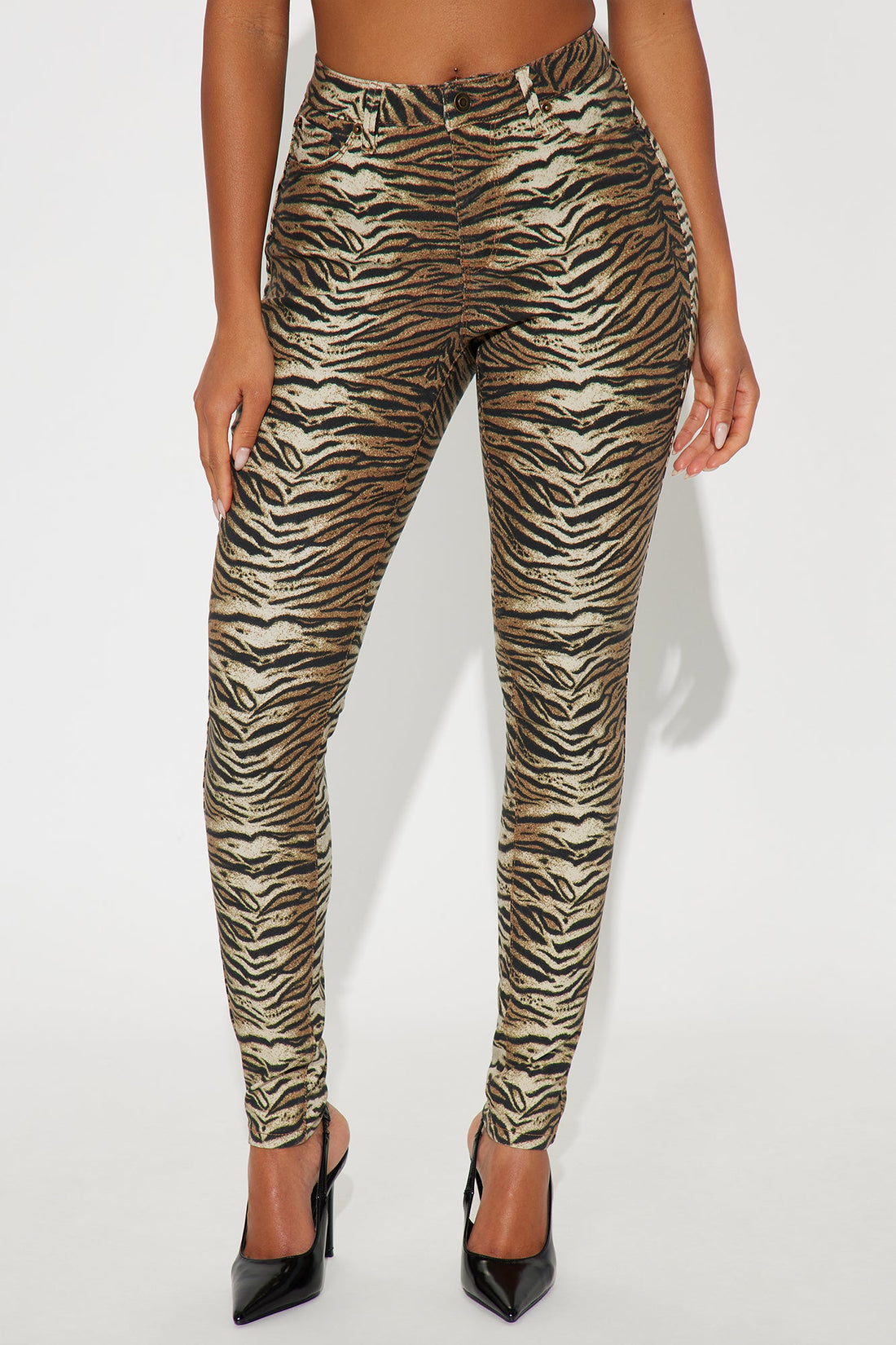 Hyperstretch Tiger Skinny Pants - Rust/combo