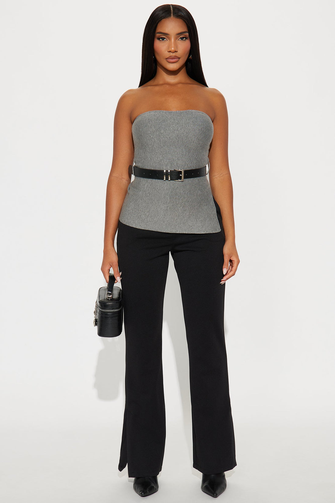 Soft Energy Belted Sweater Top - Grey