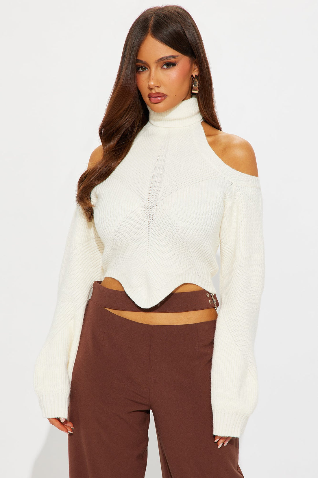 Caught Off Guard Mock Neck Sweater - Ivory