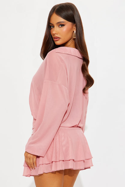 Bree Ruffle Mesh Mini Dress - Mauve