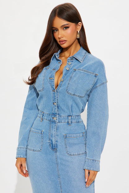 Pretty Probs Denim Maxi Dress - Denim