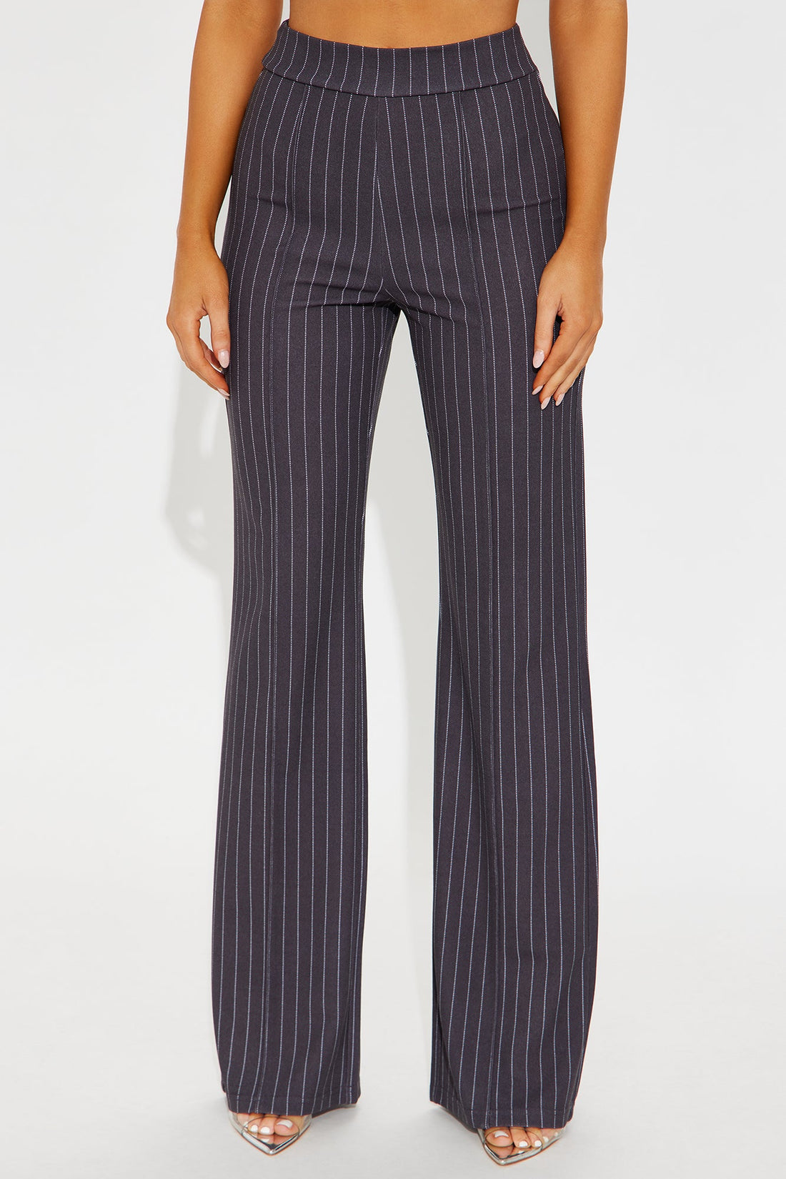 Victoria High Waisted Dress Pant Pinstripe - Grey/combo