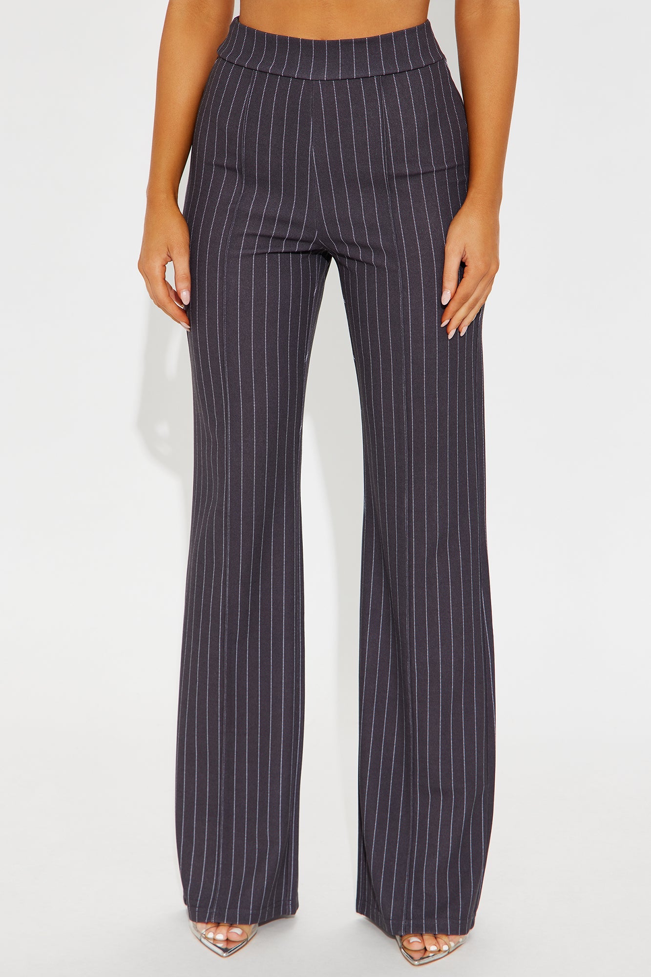 Victoria High Waisted Dress Pant Pinstripe - Grey/combo