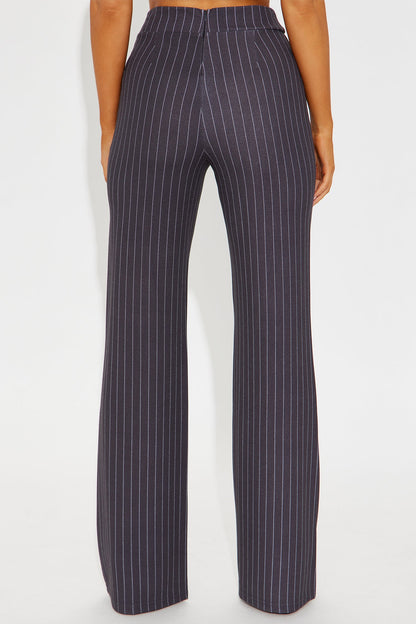 Victoria High Waisted Dress Pant Pinstripe - Grey/combo