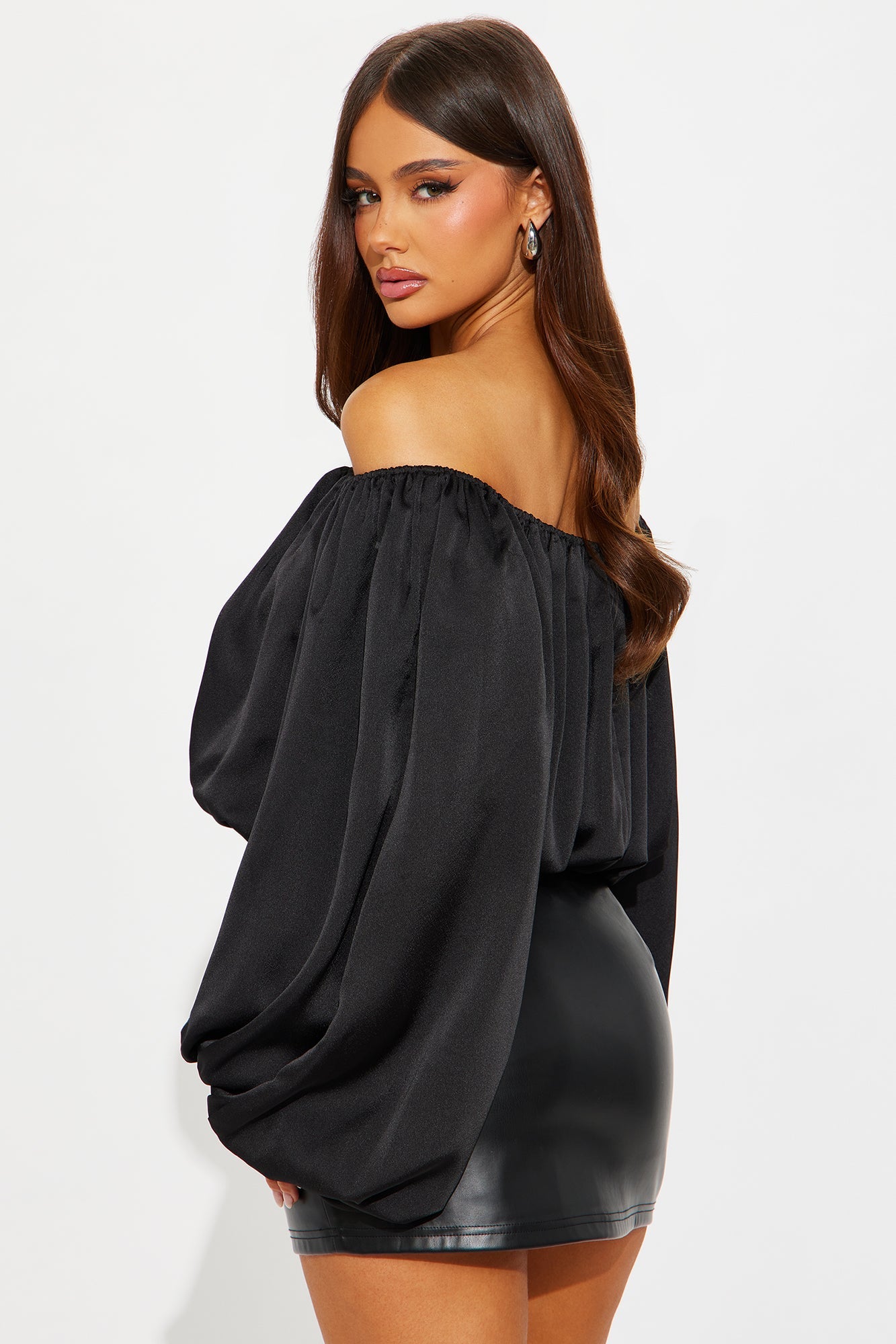 Watch Me Glow Satin Blouse - Black