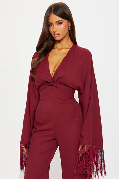 Amber Wide Leg Jumpsuit - Burgundy