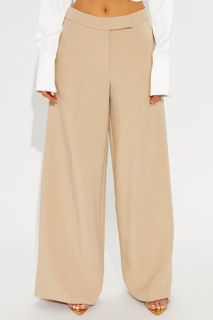 Not On The Checklist Wide Leg Trouser Pant - Khaki