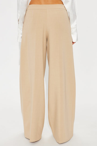 Not On The Checklist Wide Leg Trouser Pant - Khaki