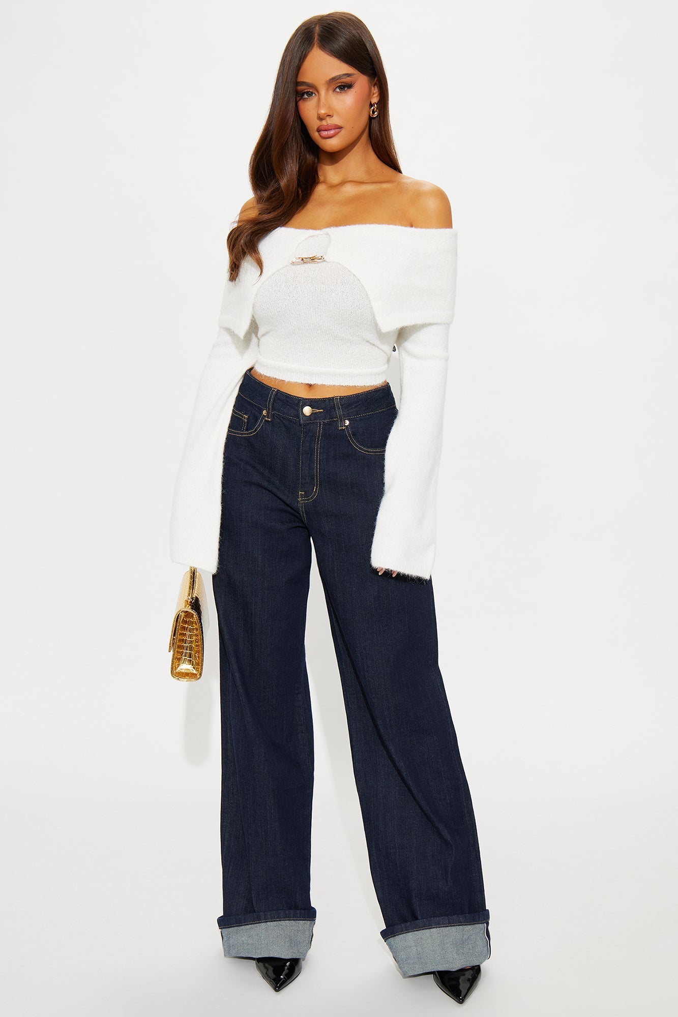 Catch Me Off Shoulder Sweater - Ivory