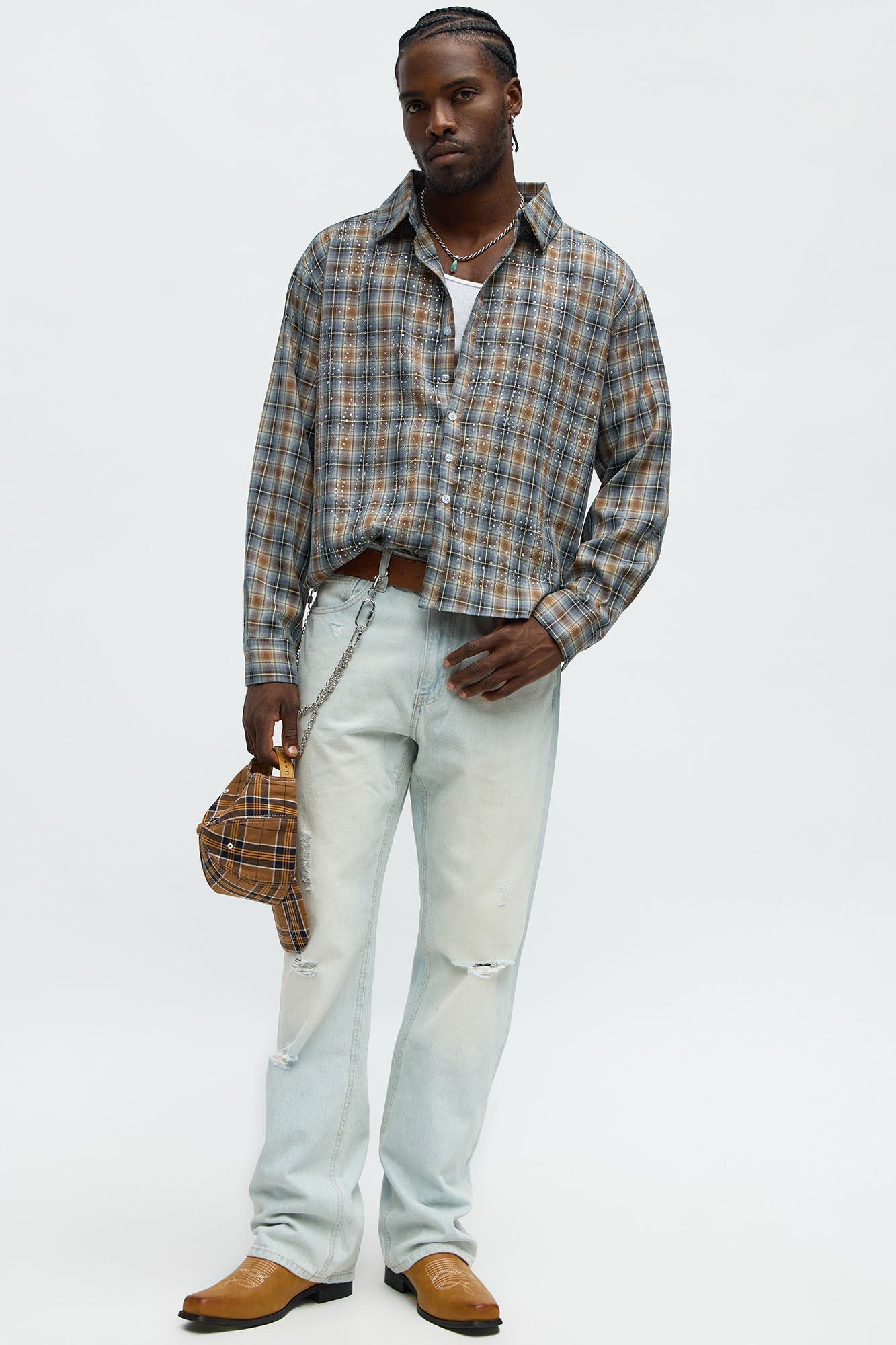 Stacked Slim Flare Self Destruct Distressed Jean - Light Wash