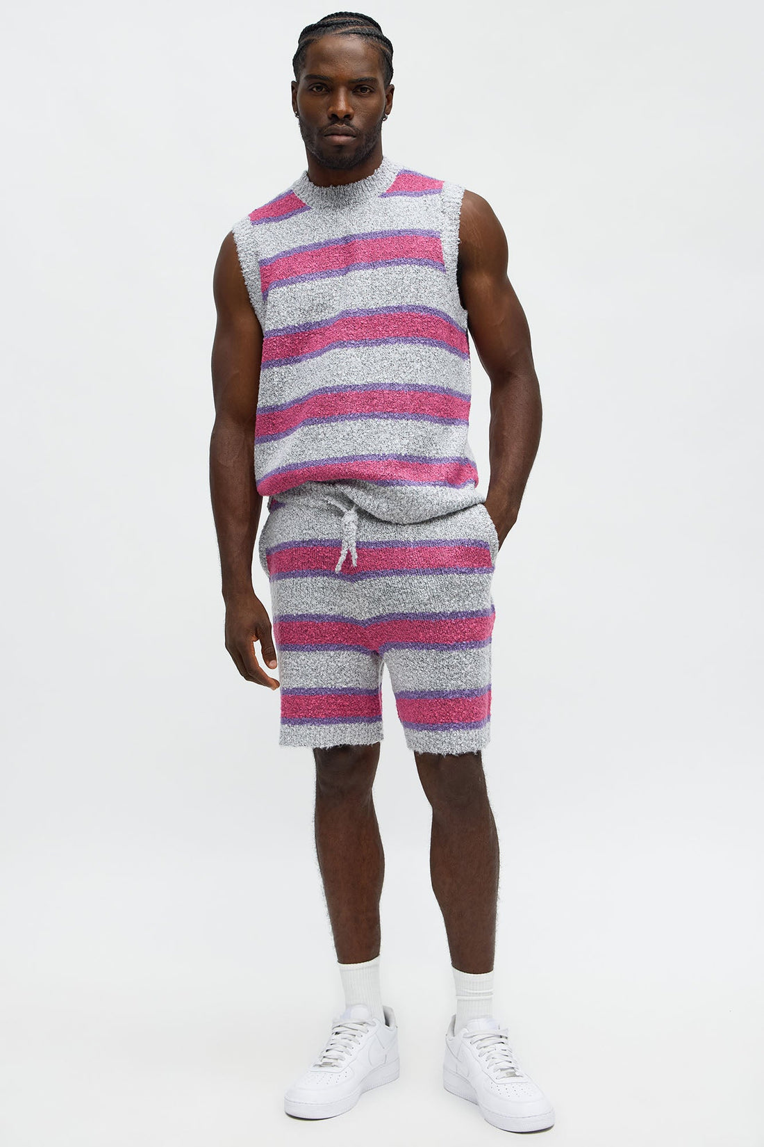 Meadows Striped Shorts - White/Pink