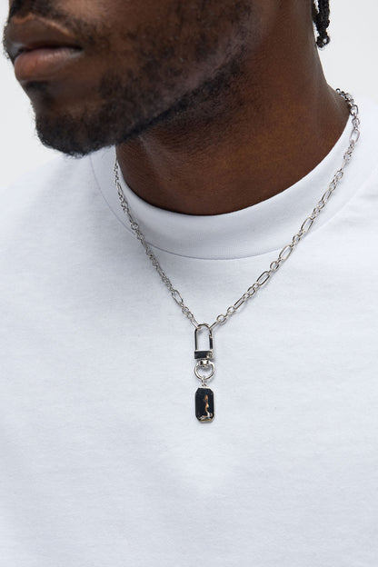 Locked In Chain Link Pendant Necklace - Silver