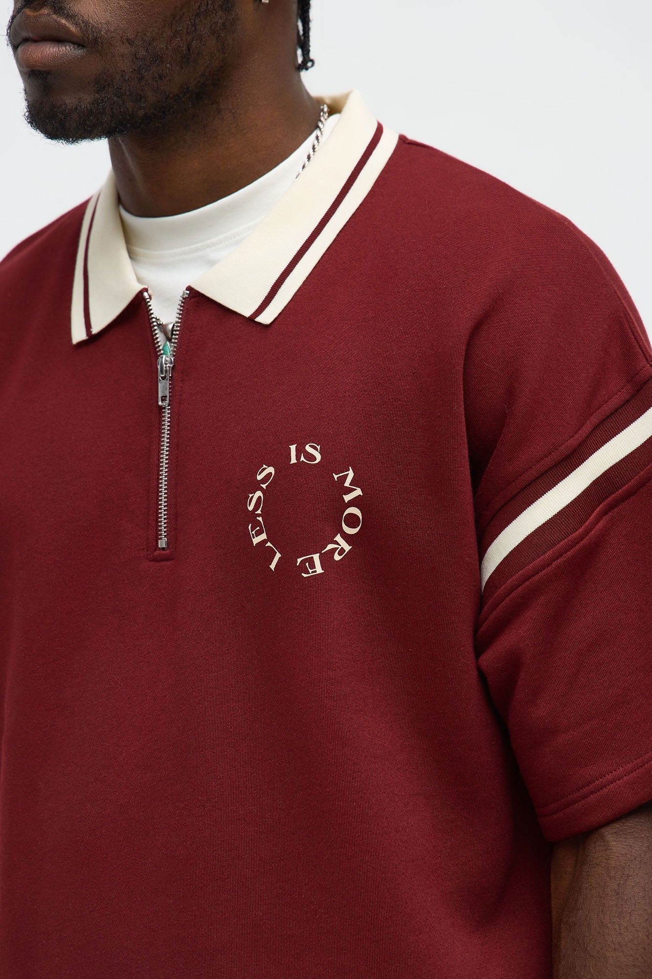 Less Is More Fleece Polo - Red/combo