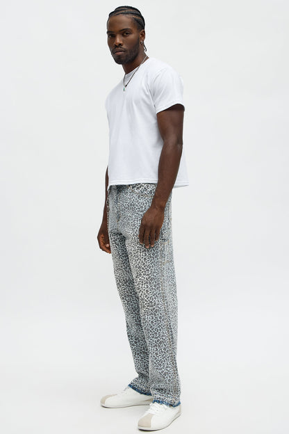 Slim Spot Me Out Leopard Jeans - Blue